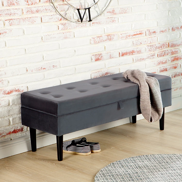 Customized Factory Wholesale Modern Storage Seat Pouffe Ottoman Upholstered Bench Bed End Stool