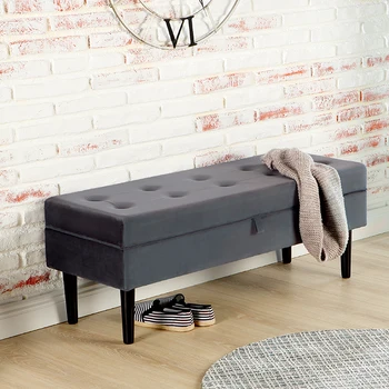 Customized Factory Wholesale Modern Storage Seat Pouffe Ottoman Upholstered Bench Bed End Stool