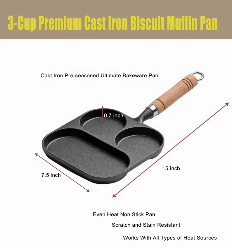 Pre-seasoned Cast Iron Cake Pan for Baking Biscuits - Mini Cake Pan (15  Hole Takoyaki Pan)