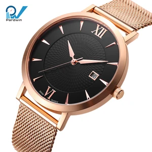Japan Miyota 2035 Movement PVD Plating Rose Gold Stainless Steel Leather/Silicone Mesh Sport Fashion 5BAR Water Resistant
