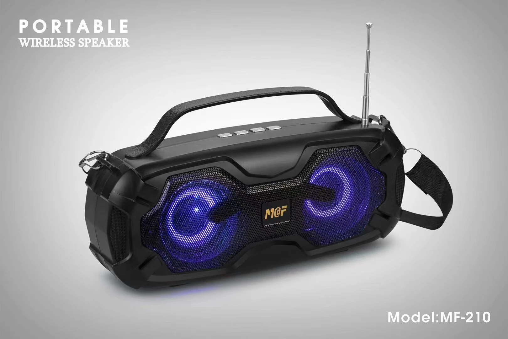 Good Quality Stereo Speaker MF210  With Antenna  Led Light Portable Outdoor Wireless Speaker