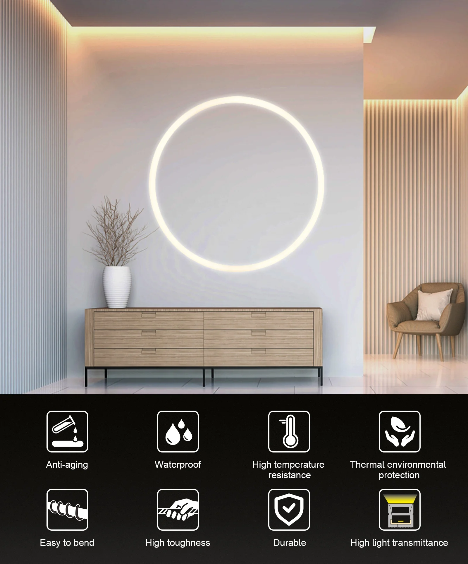 Embedded Flexible Tube LED Strip Rope Light Diffuser Recess LED Silicone Tube Casing LED Channel