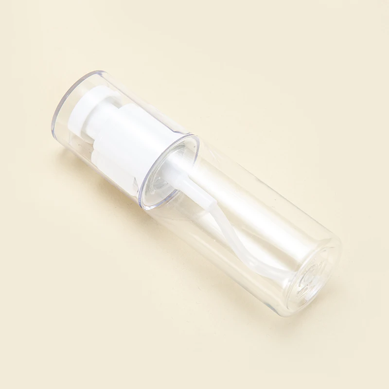Portable Empty Cylindrical 30ml 60ml Small PET Plastic Bottles Lotion Orange Transparent Cosmetic Pump Bottle details