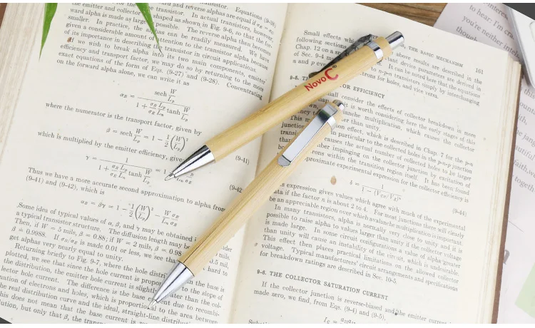 Custom Logo Eco-Friendly Bamboo Wood Ballpoint Pen 1.0mm Writing Width Blue/Black Ink Durable Sustainable Office & School Use