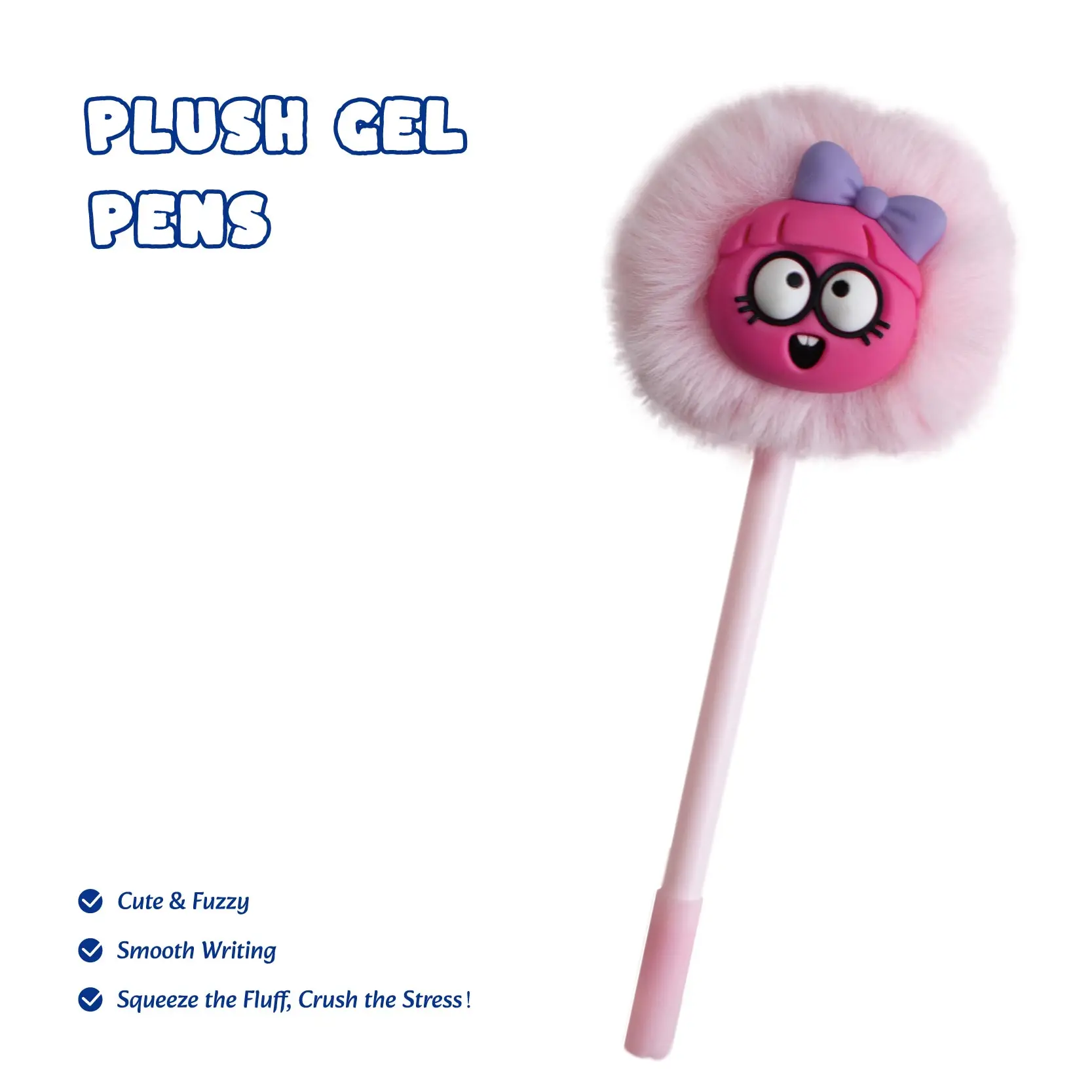 Strange Us Monster Plüsch-Gelstift – Blau, 0,5 mm Strichstärke. Süßer, niedlicher und kreativer Stift aus Kunststoff für Büro und Schule._voghion.com