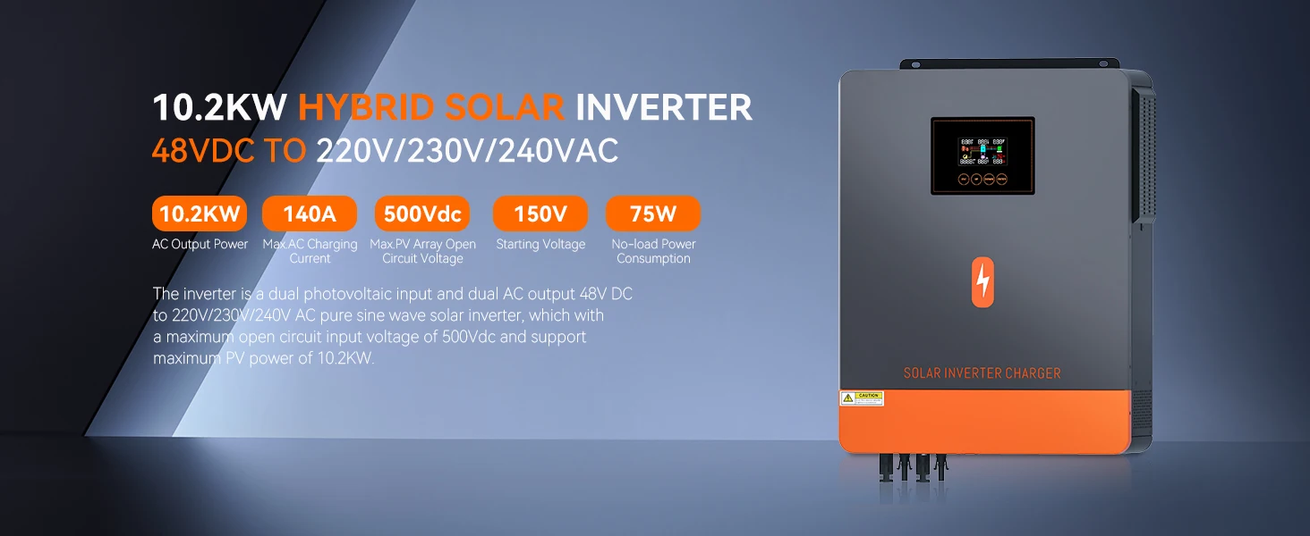 Pv Input Powmr 10.2KW Dual PV Input Solar Inverter - 98% Efficiency