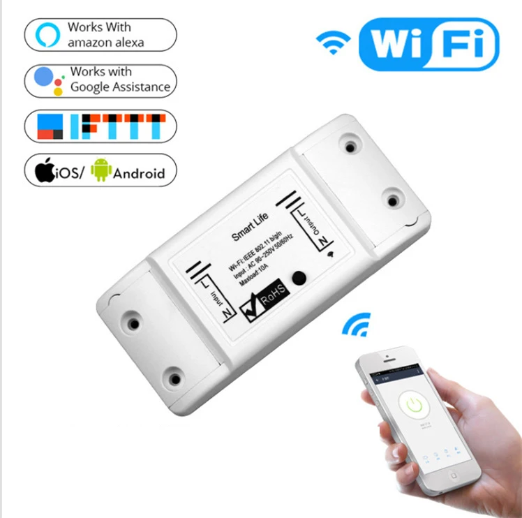 Tuya Smart WiFi Switch with APP Remote Control & Timer Wireless 10A Voice Control Smart Phone Accessory