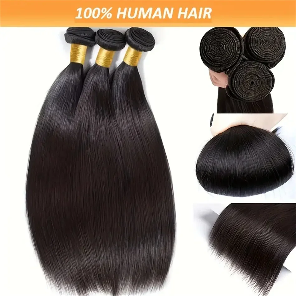 Knochen gerade Bündel Haarverlängerung für Frauen reines brasilianisches Haar 8-32 Zoll mehrere Größe_voghion.com