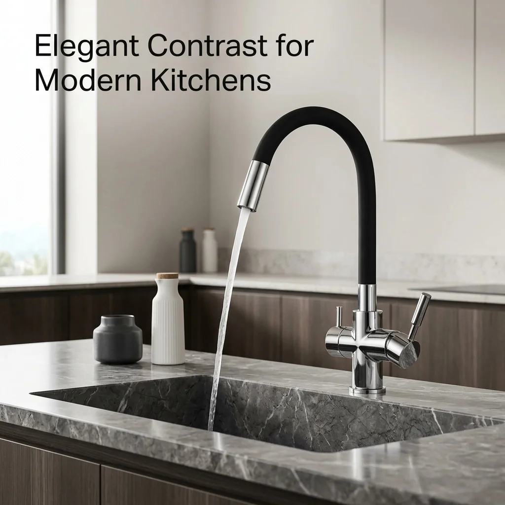 Modern Kitchen Environment Contemporary kitchen setting with brass faucet