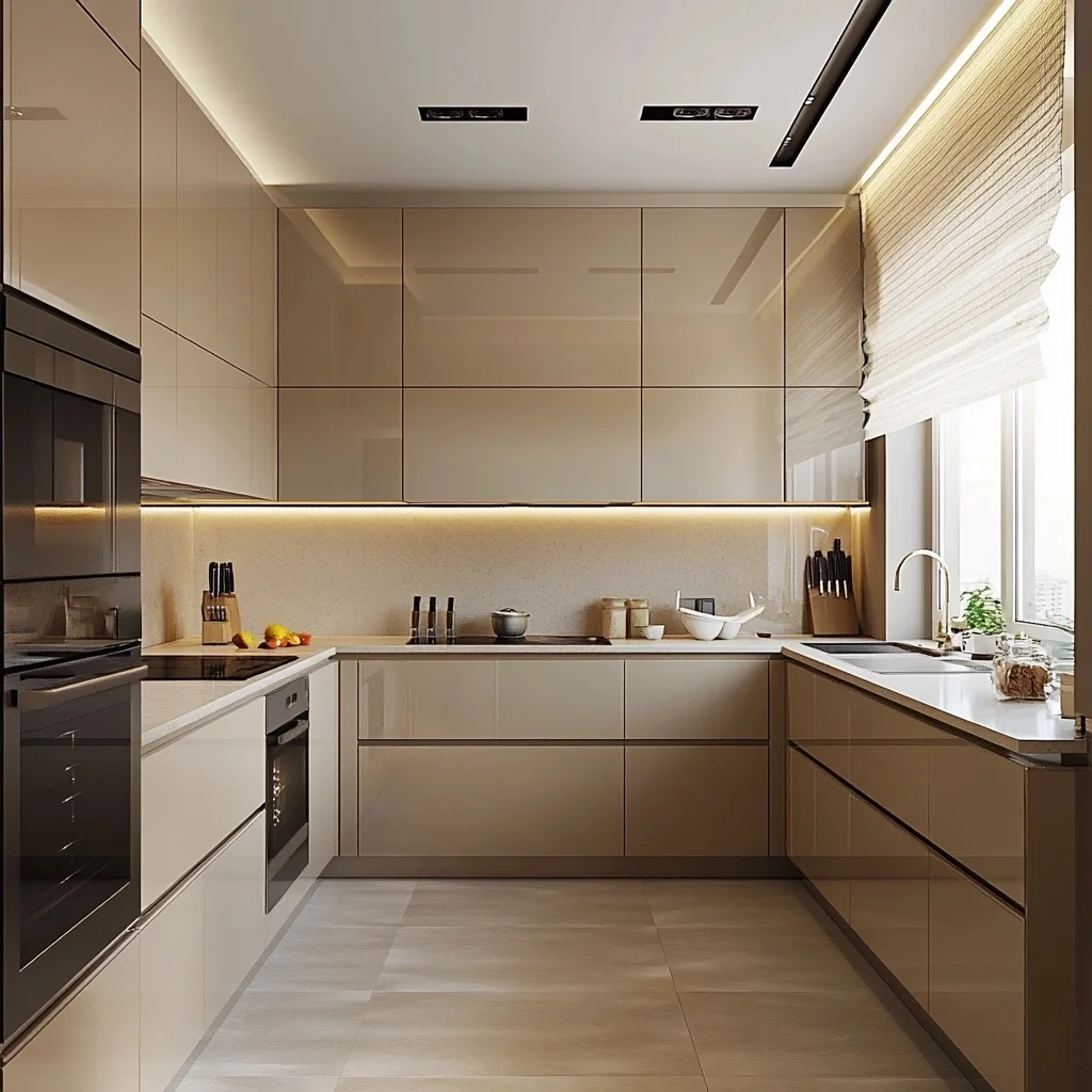 Modern Style Custom Kitchen Cabinet Set High Gloss Folding Wood with ...