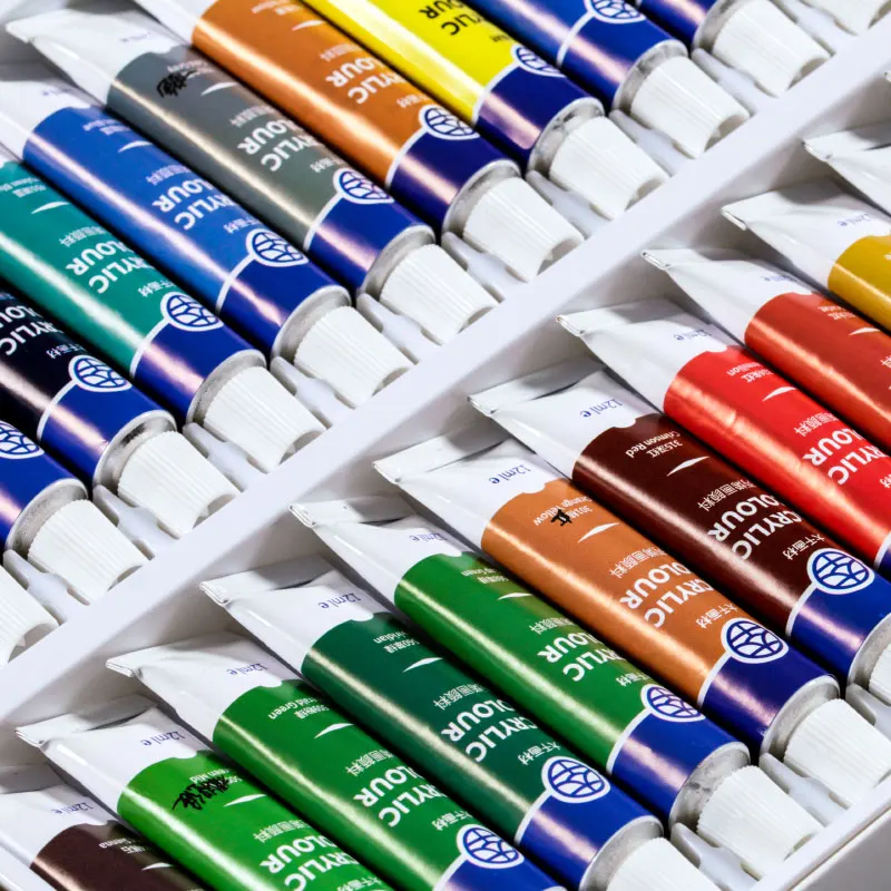 Source Hot Sale Non-toxic 24 Colors Plastic Hose Tube 12ml Colorful Acrylic Paint  Bulk Artist Acrylic Paint on m.