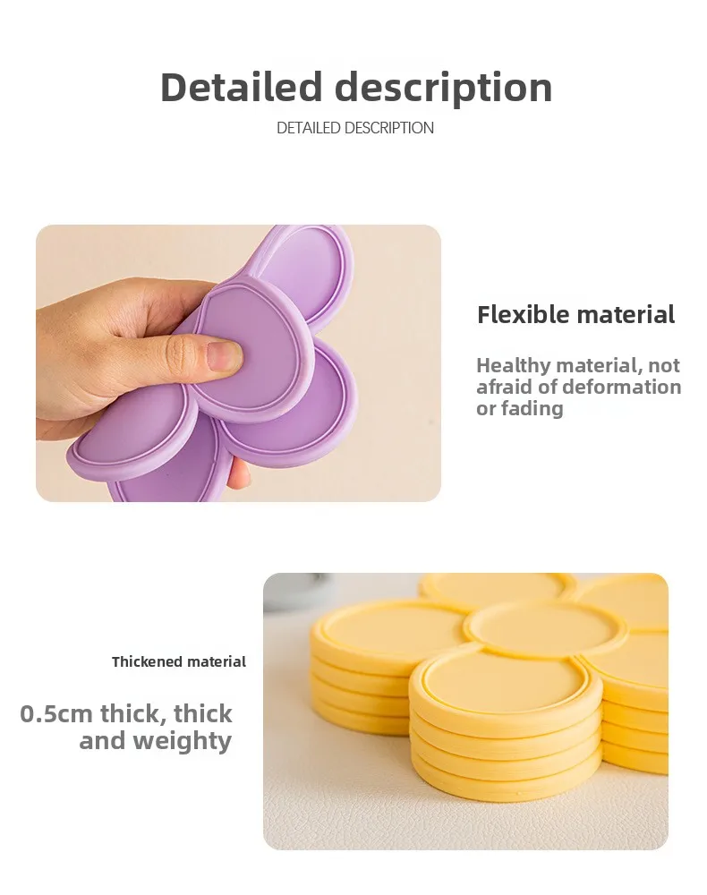 Modern Reusable Silicone Heat Resistant Anti-Scalding Placemat Coaster Bowl Plate Mat for Household Countertop Dining details