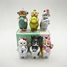 Funny Senrio PVC Set Figures Popular Anime Carton Hallokitty Blind Box Set Shark Cat Surprise Box Kids Gift Car Desk Room Decor