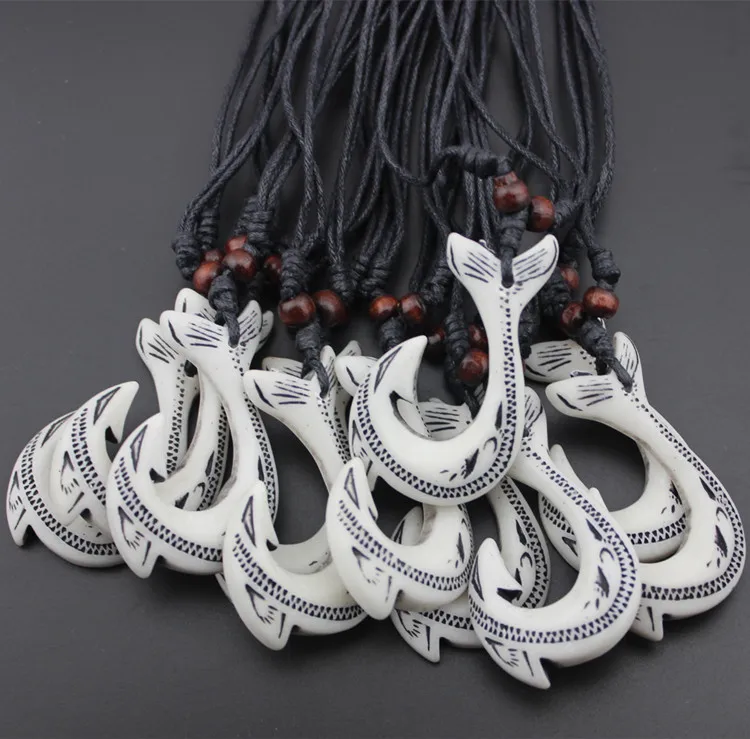 Retro New Zealand Maori Tribal Fishhook Necklaces Traditional Handmade