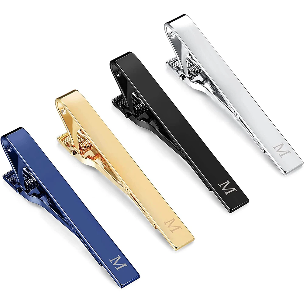 Wholesale Factory Set Clasp Custom Logo Gold Black Silver Metal Tie Bar Pin Blank Men Necktie Shirt Blank Tie Clips
