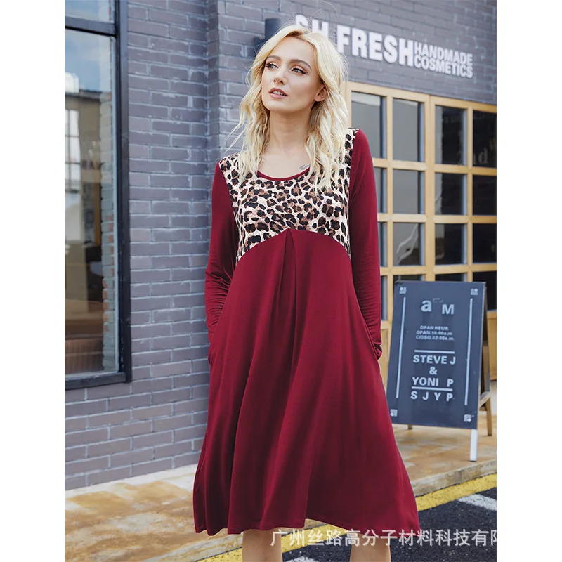 robe longue leopard rouge