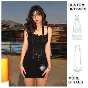 Custom Wholesale Ladies V-Neck Button Front Knit Rib Bodysuit Tight Mini Club Dresses Mini A-Line Dresses Parties Club Nights