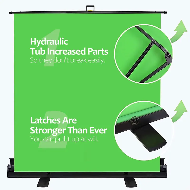 Best Collapsible Canvas Photo Background Backdrop Green Floor Rising Green Screen Background with Stand for Video Conference