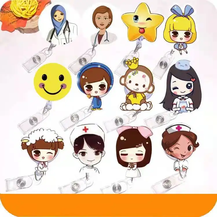 YIWU Wholsales Custom Heavy Duty Nurse Badge Reels Retractable Keychain with Logo ID Card for Medical holder