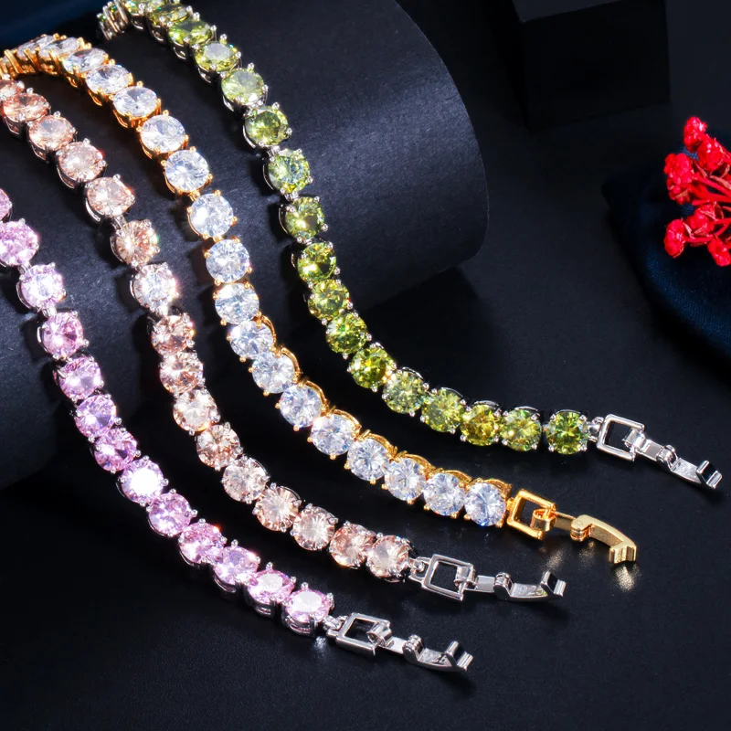 Classics Design White Gold Color Ice Out 6mm Round Cubic Zirconia Crystal Woman Tennis Bracelet Jewelry with a Free Extender