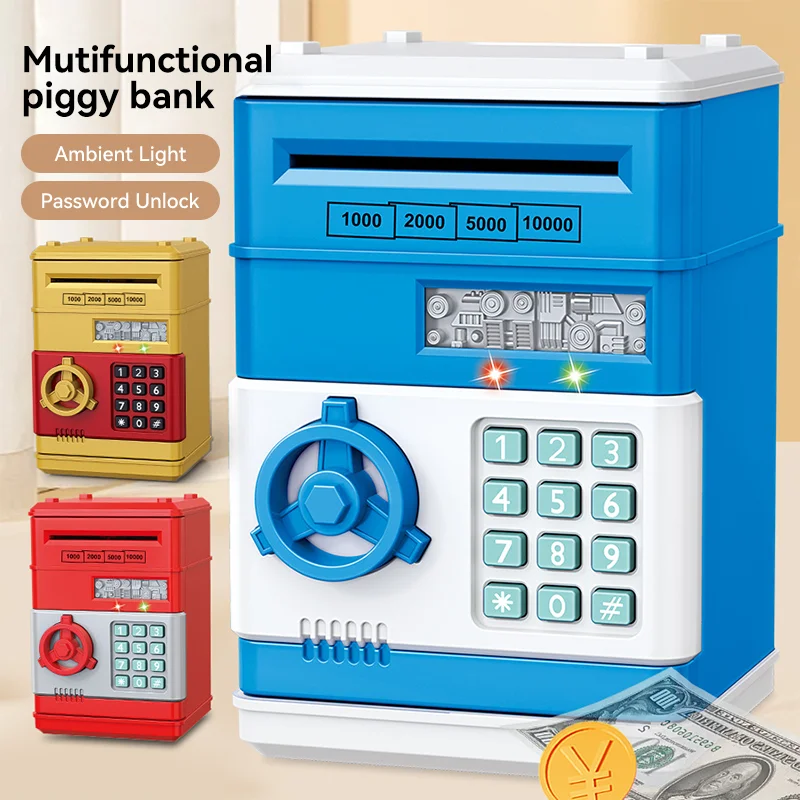 Индивидуальная оптовая продажа банкомат игрушка имитация отпечатков пальцев разблокировка с легким музыкальным паролем хранит электронный сберегательный ящик