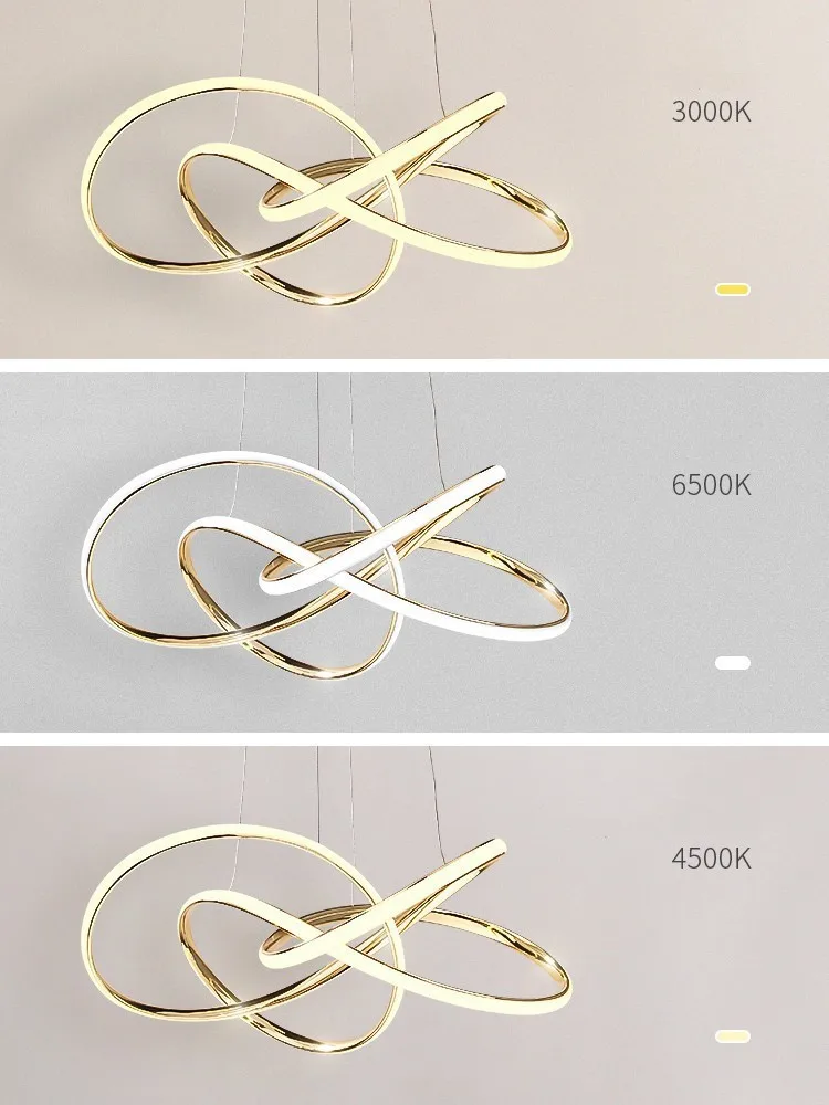 Simple Design Adjustable Lighting Hanging Rings Kitchen Island Indoor 166W Led Chandelier Pendant Lamp