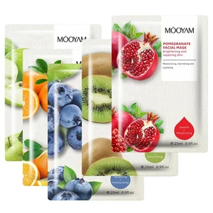 Factory Price Natural Organic Plant Fruit Extract Facial Mask Sheet Skin Care Whitening Blueberry Pomegranate Face Sheet Mask
