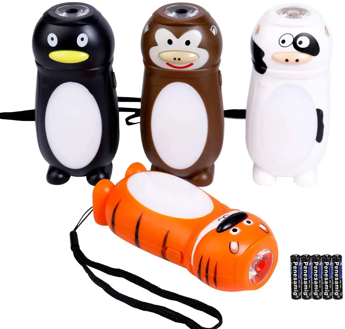 100 lumen mini battery 2 in 1 LED COB cartoon animal children kids camping Torch flashlight night light supplier