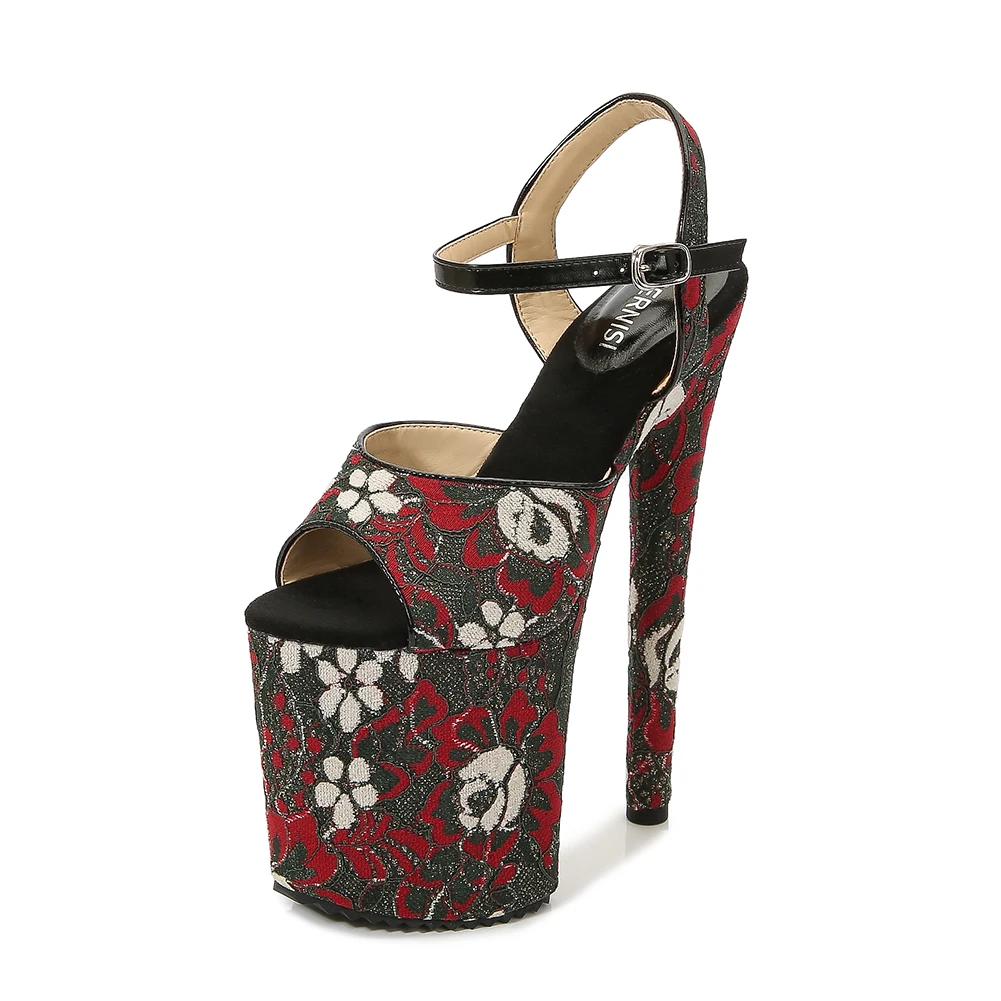 Inch Embroidered Lace Stiletto Exotic Heels Platform Sandals