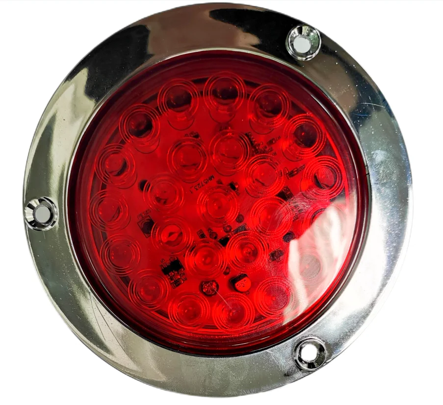 4" Round Red LED Stop Turn Tail Lights Brake Trailer Lights 24LED