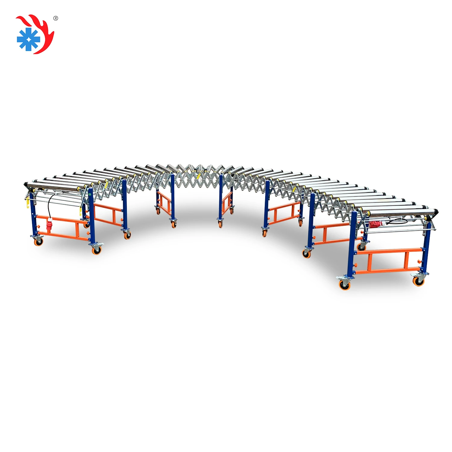 Motorized Expandable Roller Conveyor With Side Guides For Flexible