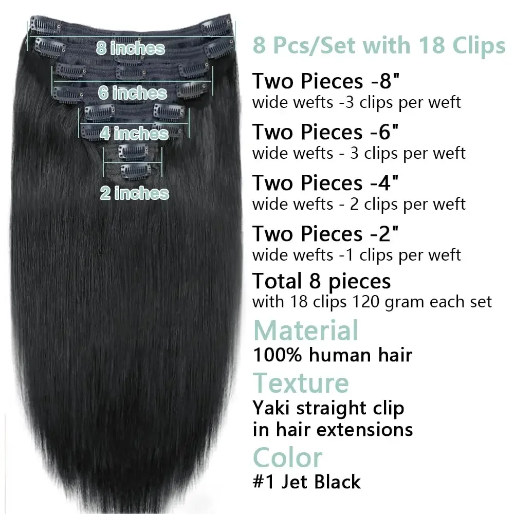 Clip-In-Haarverlängerungen, 100 % Echthaar, natürlich, glatt, nahtlos, zum Anklipsen, Haarverlängerungen für Frauen_voghion.com