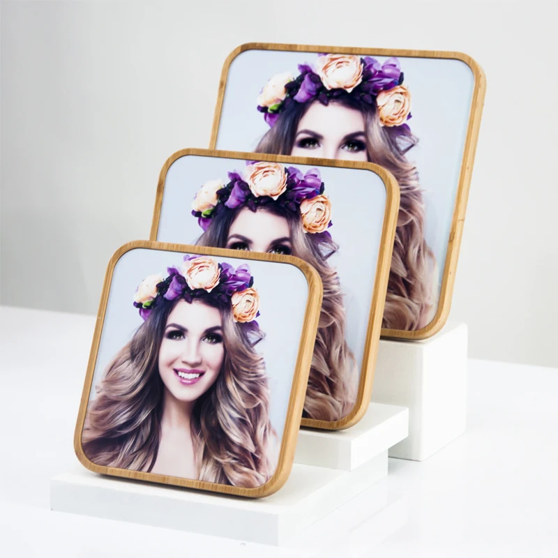 Freesub New Arrival Bamboo Frame HD Sublimation Blank Aluminum Sheet Photo Frame