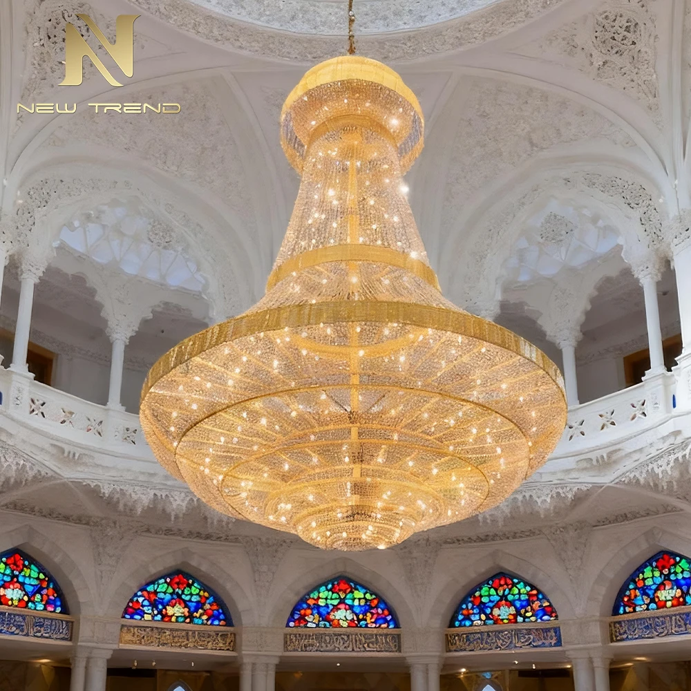 cpl-008 Bespoke Grand Crystal Mosque Chandelier – Oversized Islamic LED Lighting for Masjid Prayer Hall