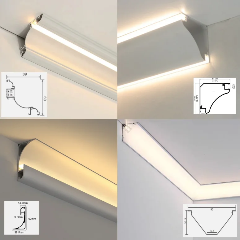 Ceiling Free Surface Mounted Linear Lamp Shaded Linear Light Ceiling Plaster Line Ceiling Linear Lighting