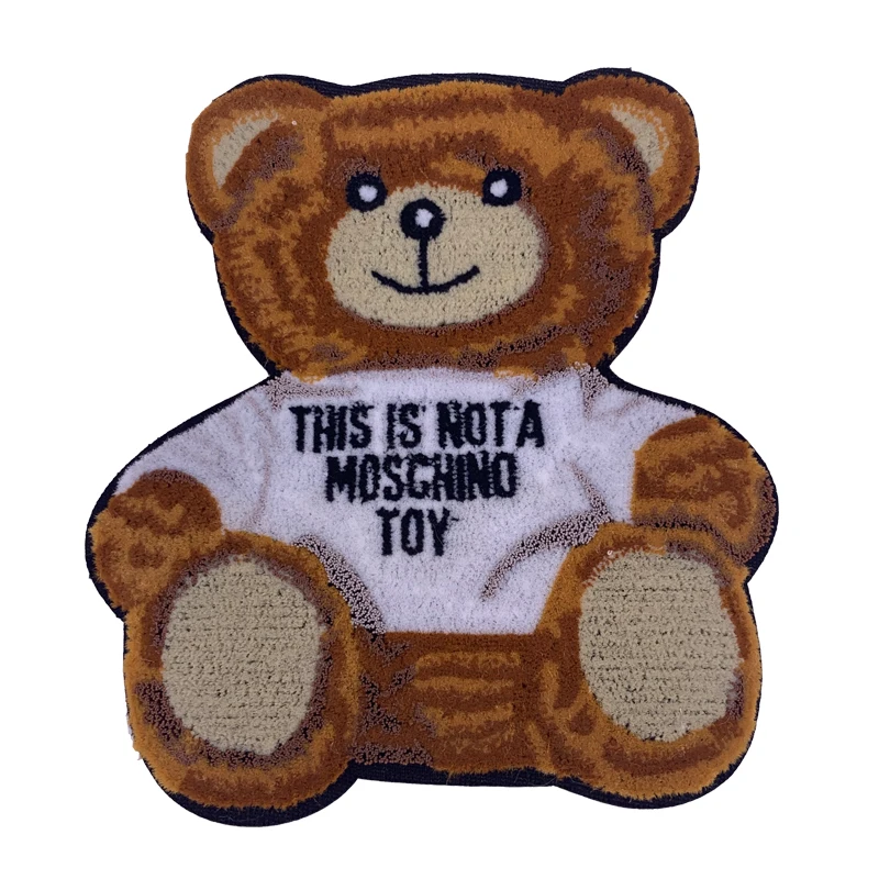 2021 New Design Custom Logo Chenille Patches Bear Shape Toothbrush Embroidery Towel 3D Fabric for Clothing Bag Accessory