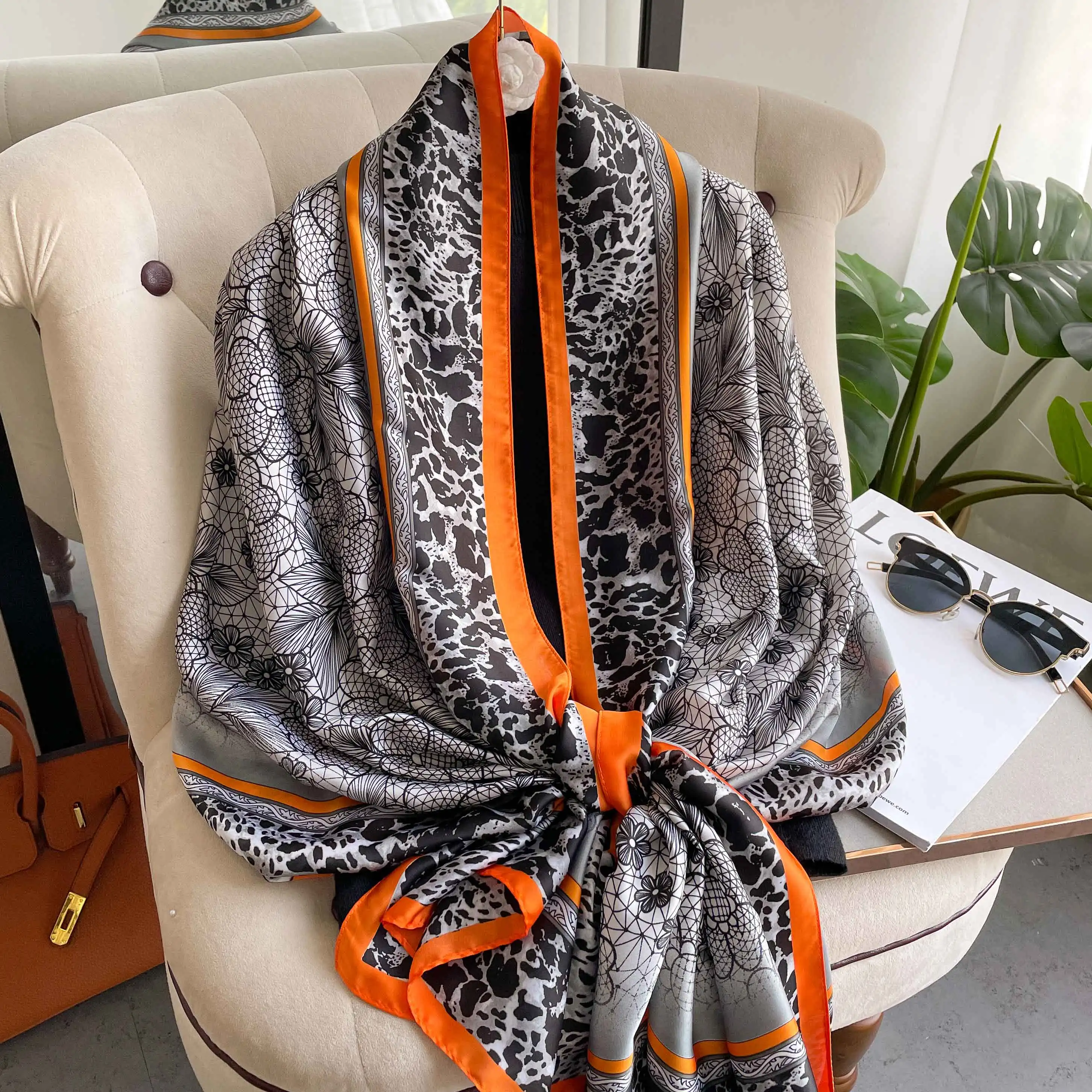 Wholesale New 2023 autumn style big size silk scarf 180 * 90