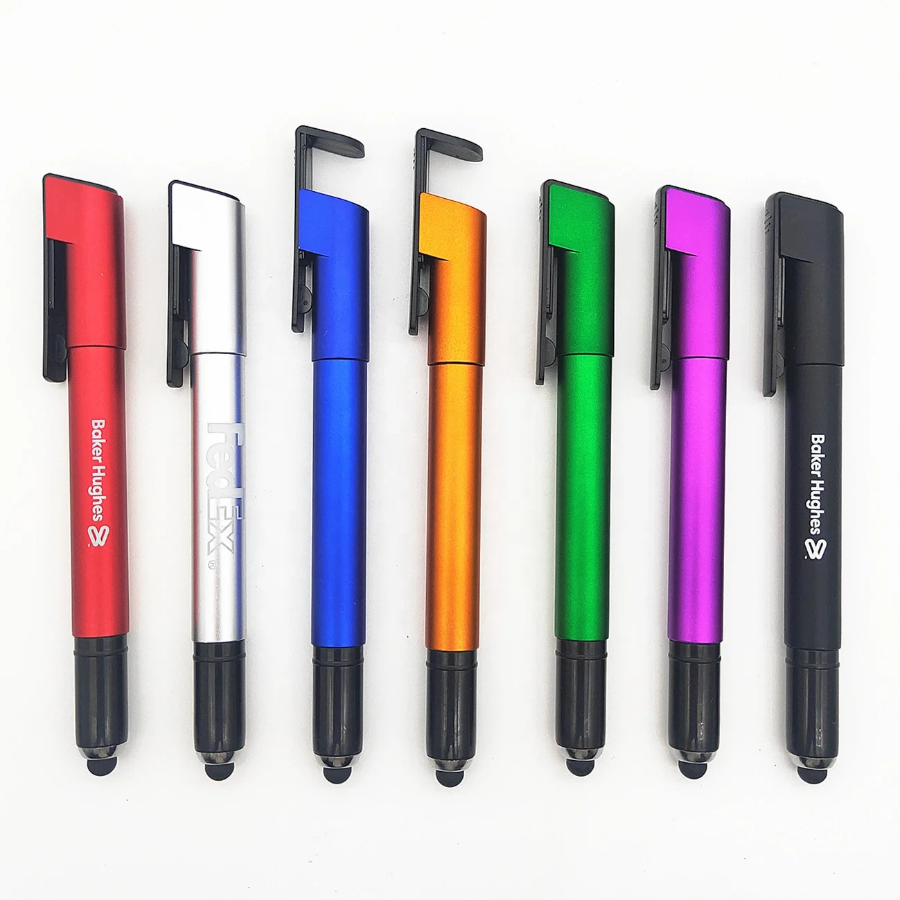Custom Multi Function Promotional Engraved Branded Logo Ball Pen with Led Light Touch Light Tip up Stylus Pen with Printed logo