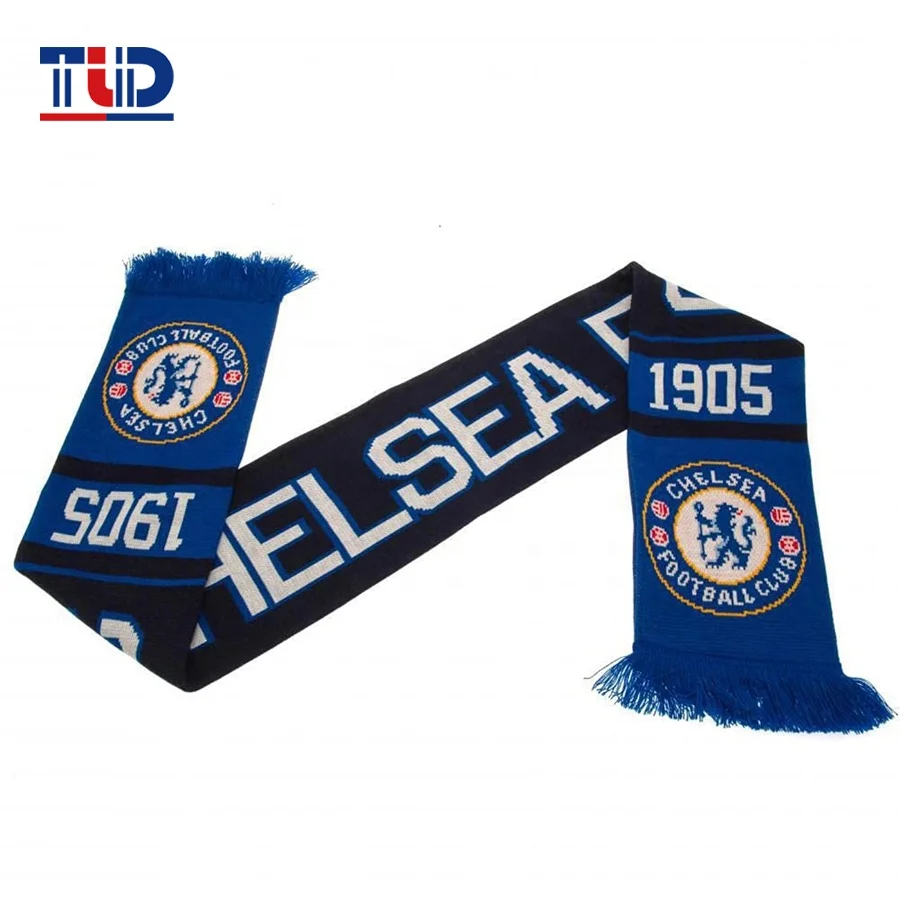 Двойной слой жаккард вышитый на заказ мужской классический футбольный модный акриловый вязаный Спортивный Футбольный веер Зимний вязаный шарф