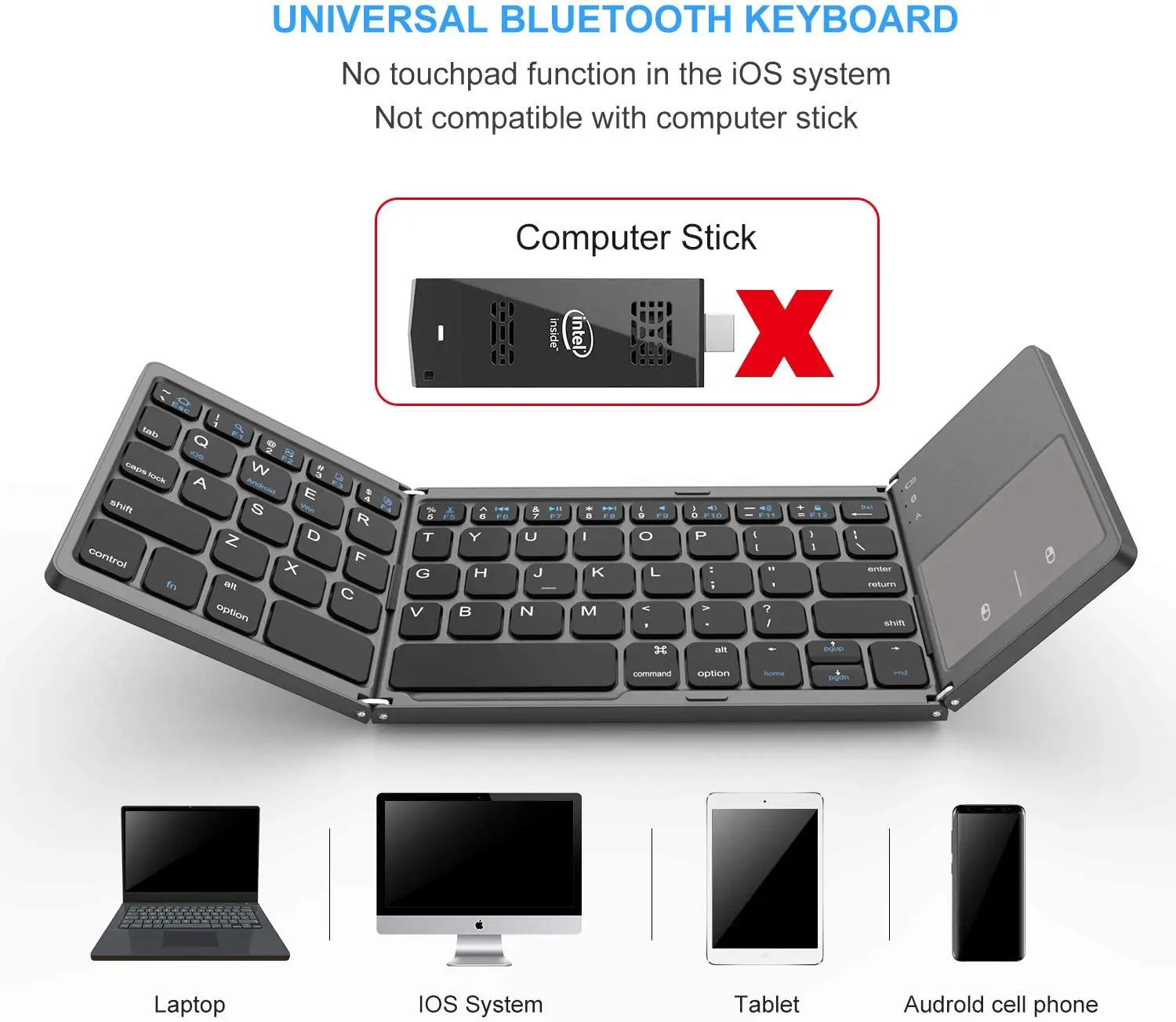 Seenda перезаряжаемые USB Проводные клавиатуры для iOS Android Mac Windows мини складная клавиатура с тачпадом BT