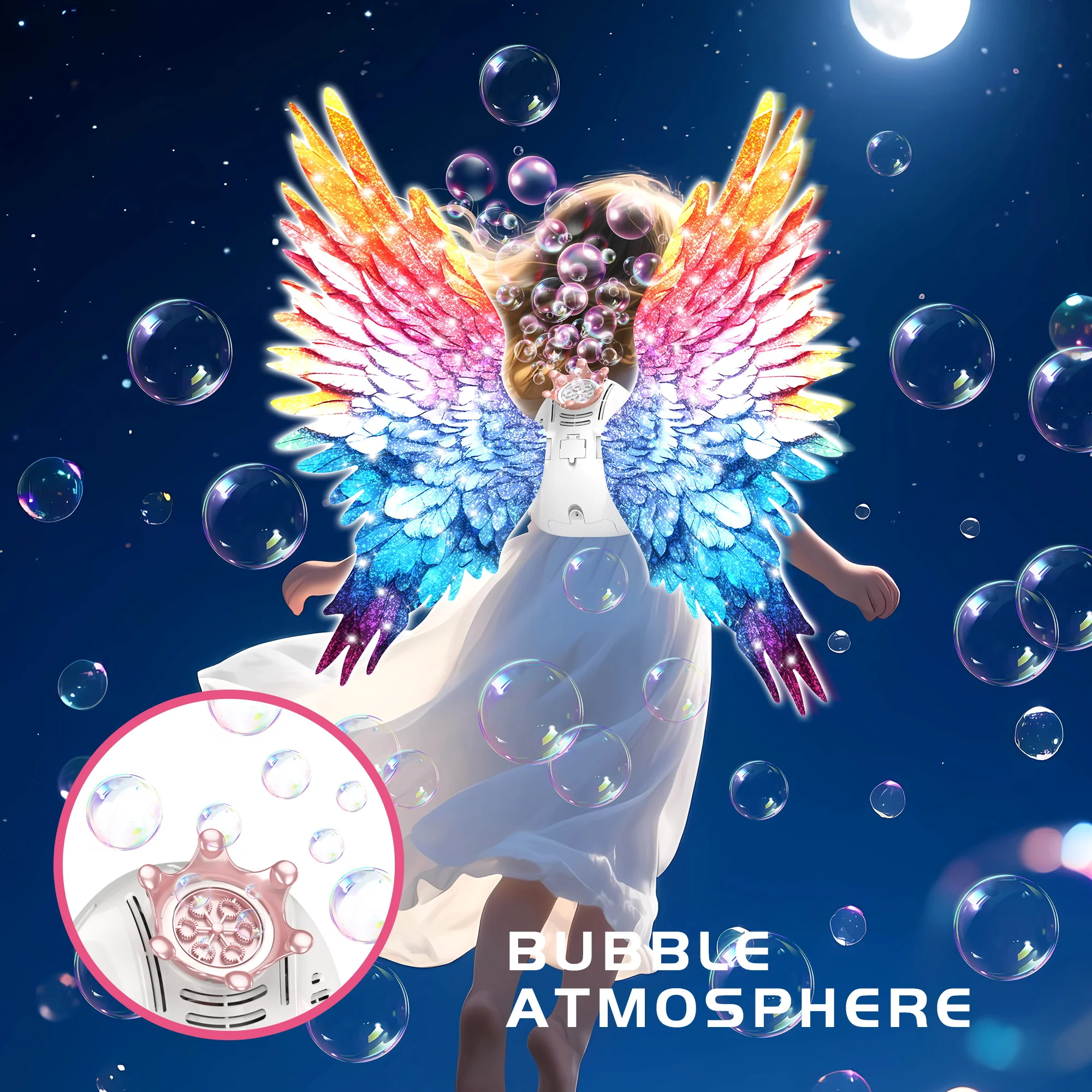 Butterfly Wings Electric Light Moving Music Angel Wings Kids Gift Birthday Party With Spray Can Blow Bubbles Toys