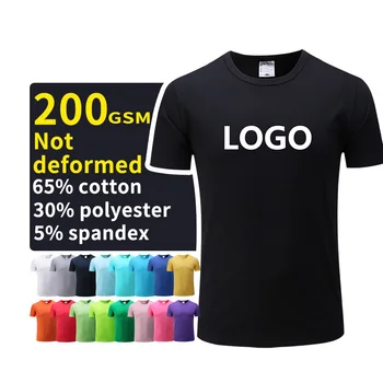 65% cotton 30% polyester 5% spandex men's t-shirts black plain t shirt custom t shirt with logo