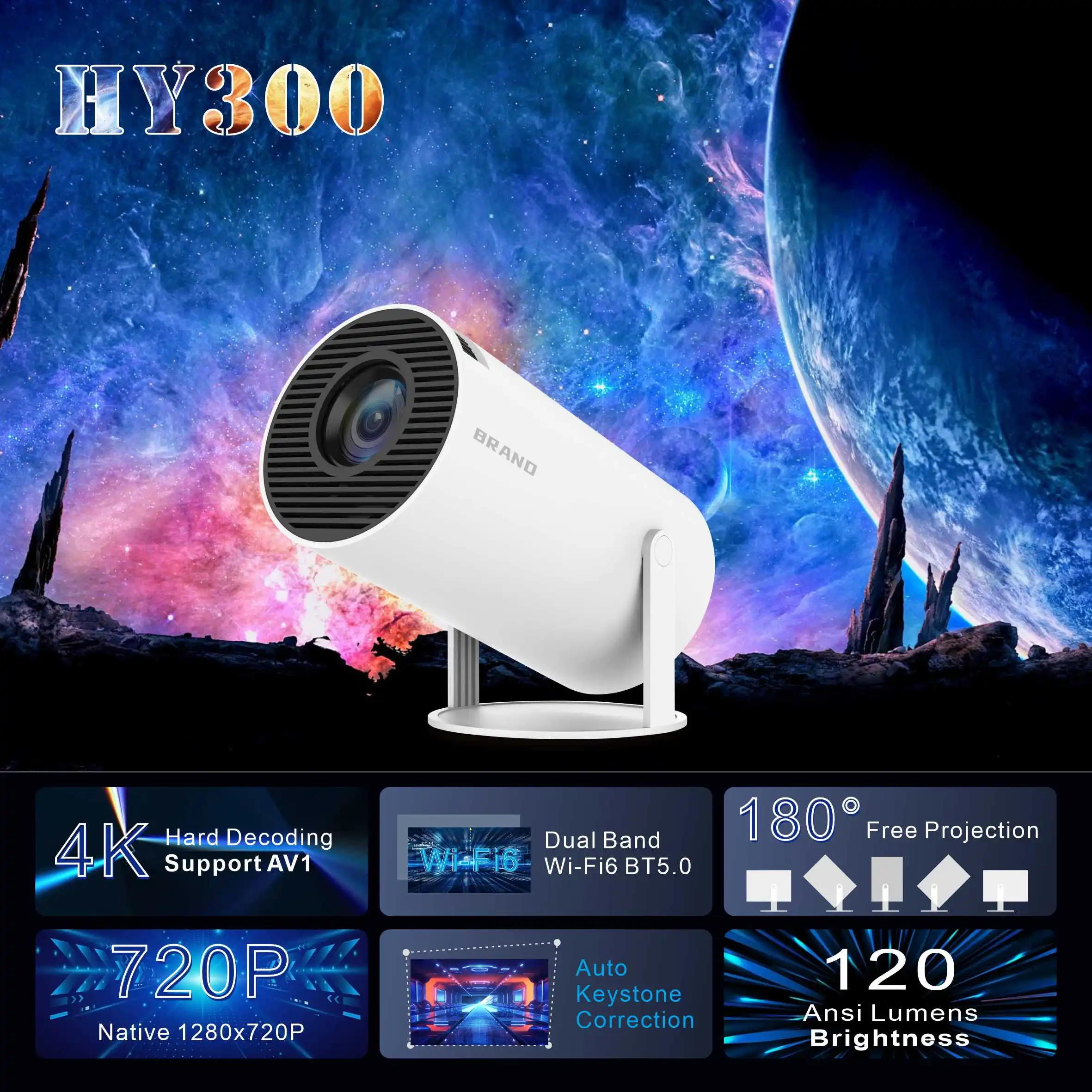 Factory Price Latest Dual Wifi 720p 120ansi Lumens Android Version Mini