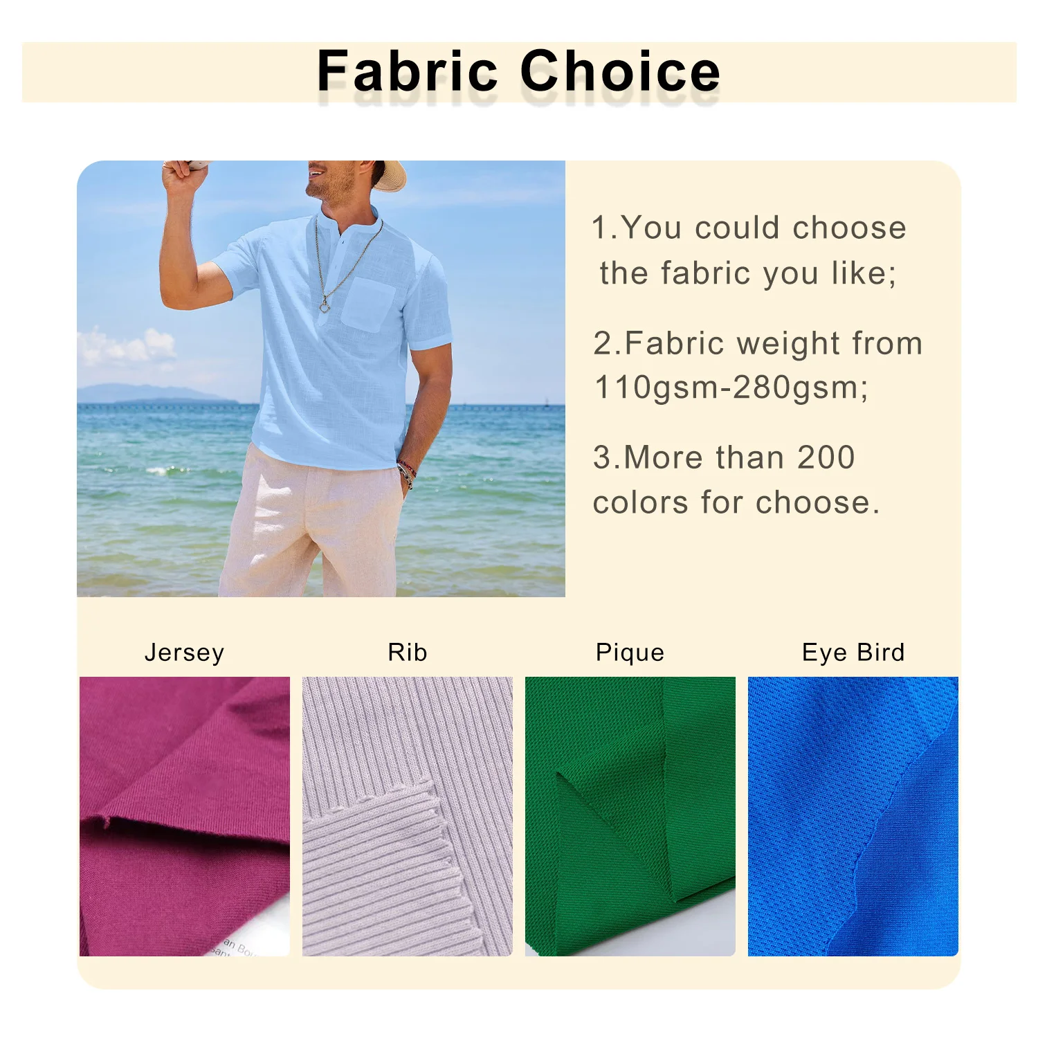 Wholesale 100% Cotton Linen Men Henrly Collar Basic Tee Shirt Casual Breathable Gym Workout T Shirt for Men High Quality Brand