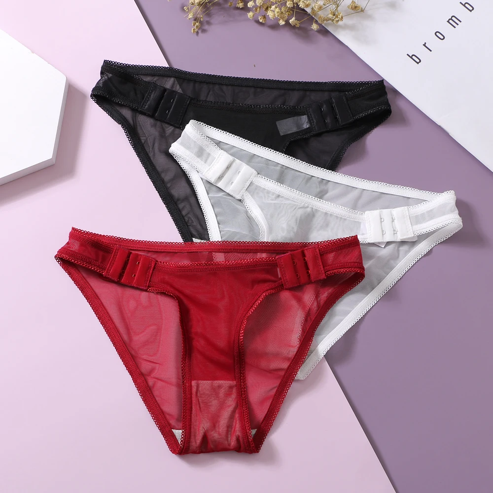 Sexy Lace Panties Women Low Waist Sheer Adjustable Panties Underwear ...