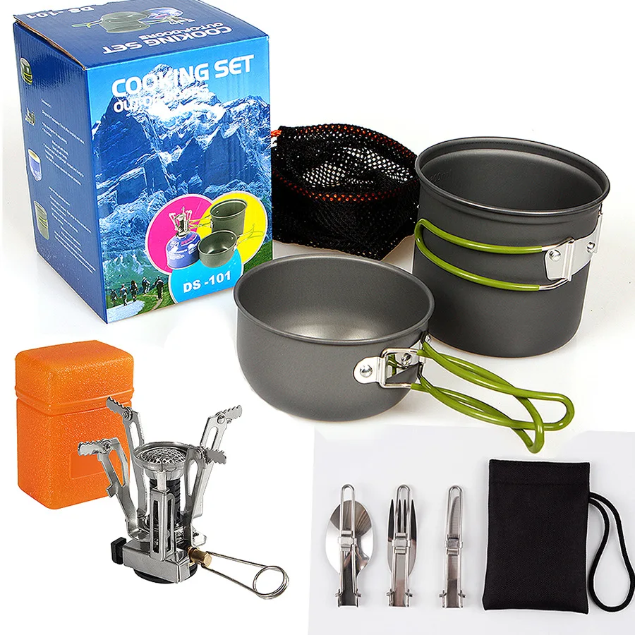 Camping Cookware Set Pots And Pans Set Nonstick Mess Kit Cooking Set