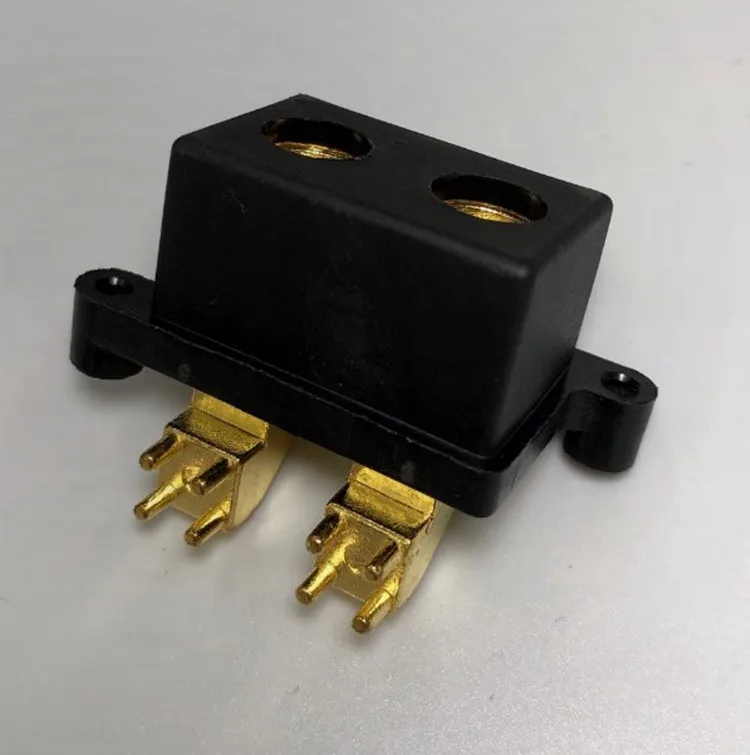 ゴールドメッキカーアンプターミナルブロック 50V 120A 透明・黒シェル