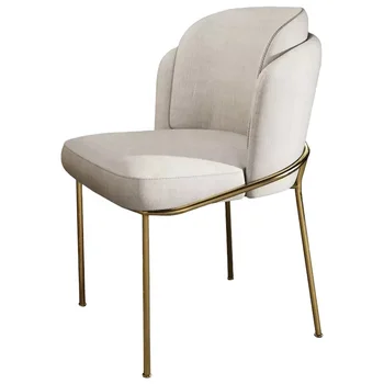 Contemporary study chair home use fabric cover living room chair with curved soft back 4 metal legs armchair for room use