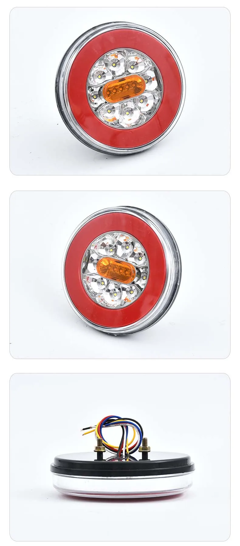 High-performance 12-24v Truck Led Tail Light 5.5inch Round Brake Turn Tail Lights for Truck White Red Amber 5