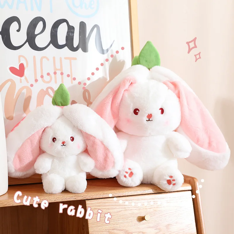 IN STOCK Soft Kawaii Cute Plushie Peluche Strawberry Carrot Rabbit Pillow Cushion Stuffed Fruit Animal Bunny Rabbit Plush Toy